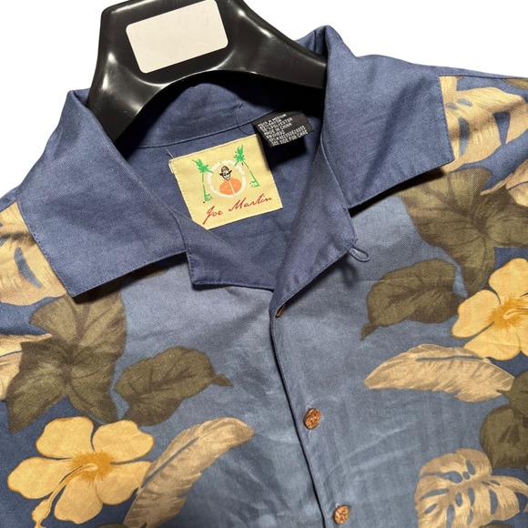 Joe Marlin Other - Joe Marlin Shirt Rayon Blend Loop Collar M Floral Hibiscus‎ Hawaiian Camp VTG